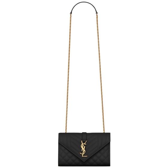 YSL ENVELOPE SMALL IN QUILTED GRAIN DE POUDRE EMBOSSED LEATHER