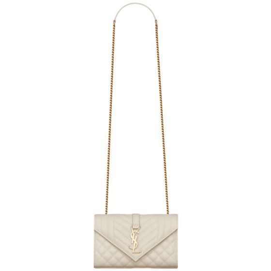 YSL ENVELOPE SMALL IN QUILTED GRAIN DE POUDRE EMBOSSED LEATHER