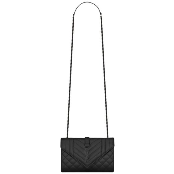 YSL ENVELOPE SMALL IN QUILTED GRAIN DE POUDRE EMBOSSED LEATHER