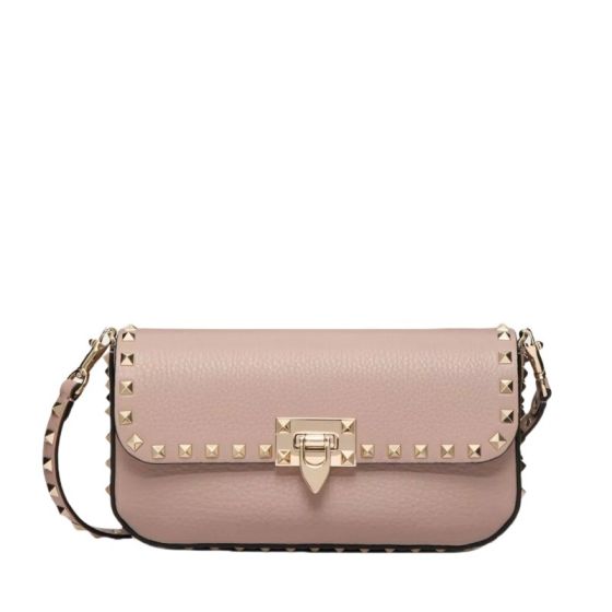 VALENTINO GARAVANI ROCKSTUD GRAINY CALFSKIN SHOULDER BAG