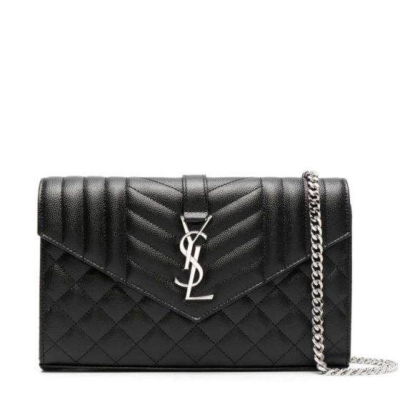 YSL ENVELOPE SMALL IN QUILTED GRAIN DE POUDRE EMBOSSED LEATHER