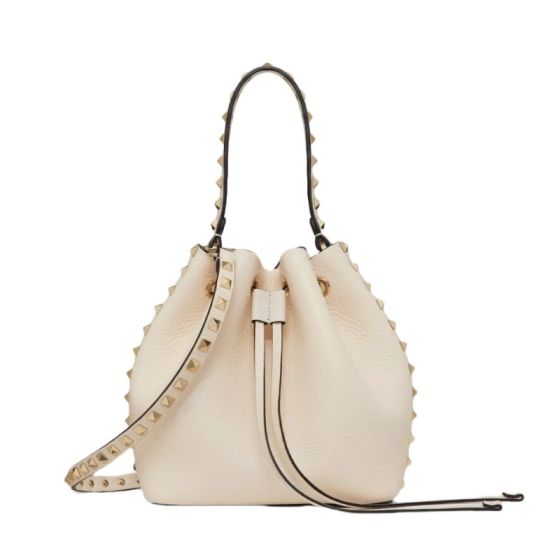 Valentino ROCKSTUD GRAINY CALFSKIN BUCKET BAG