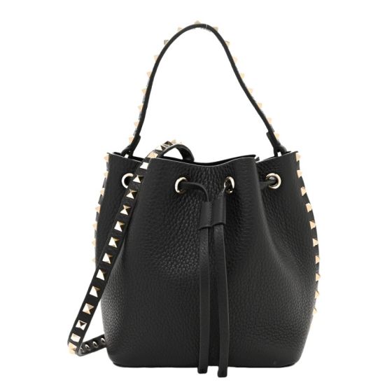 Valentino ROCKSTUD GRAINY CALFSKIN BUCKET BAG