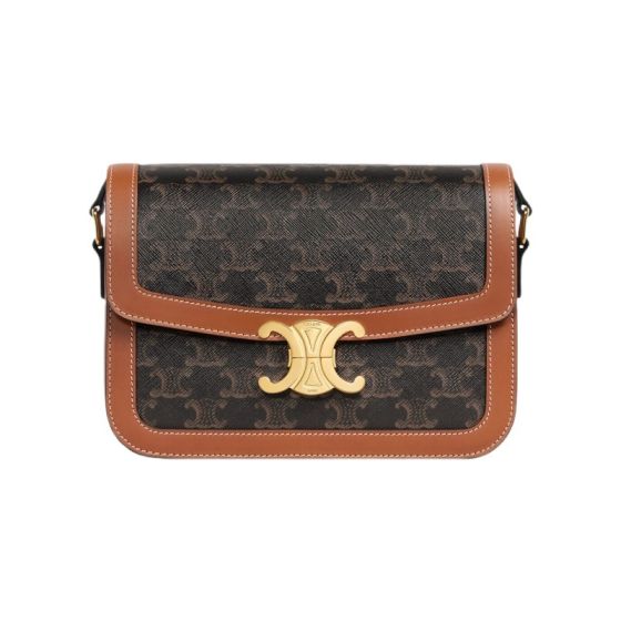 Celine Classique Triomphe Bag in Triomphe Canvas and Calfskin