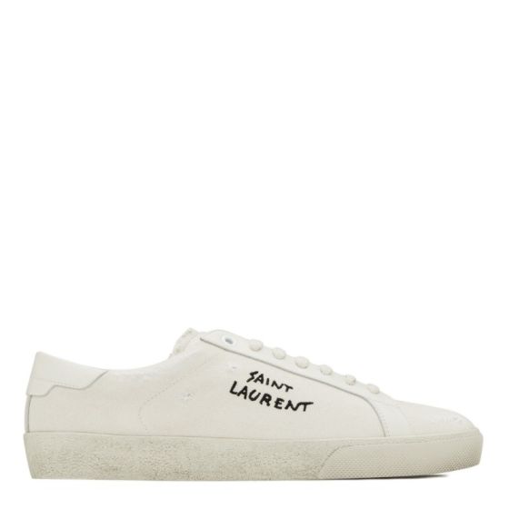 YSL court classic sl/06 embroidered sneakers in canvas and leather