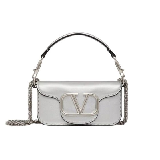 SMALL VALENTINO GARAVANI LOCÒ METALLIC CALFSKIN SHOULDER BAG