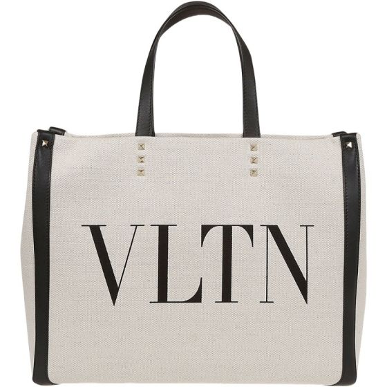 Valentino SMALL VLTN PRINT CANVAS TOTE BAG
