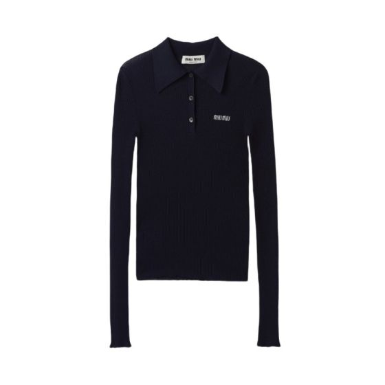 MIU MIU Cashmere and silk knit polo shirt