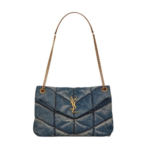 YSL PUFFER SMALL in suede and denim