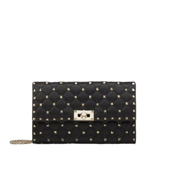 Valentino ROCKSTUD SPIKE NAPPA LEATHER CROSSBODY CLUTCH BAG