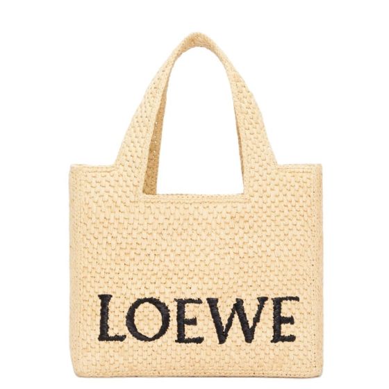 LOEWE Small LOEWE Font tote in raffia