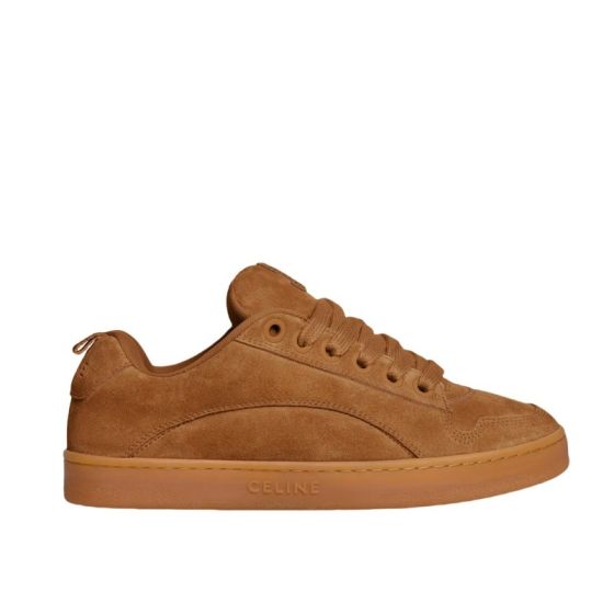 CELINE HUNTINGTON LOW LACE-UP SNEAKER in SUEDE CALFSKIN AND MESH