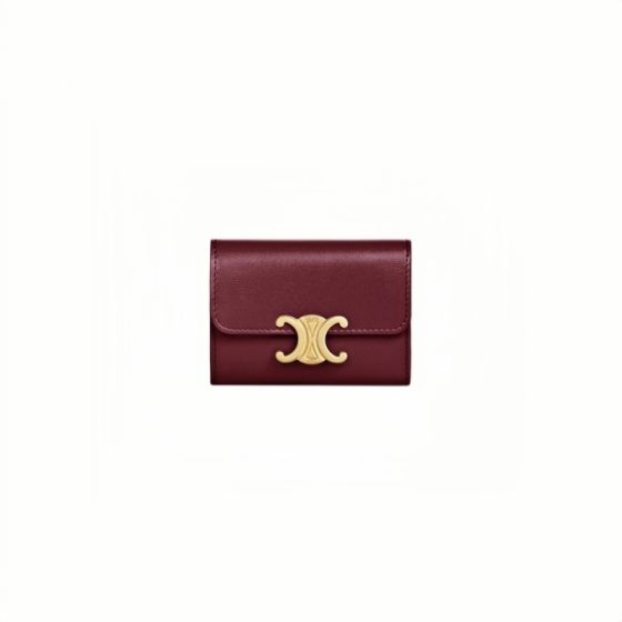 Celine COMPACT WALLET WITH COIN TRIOMPHE IN SHINY CALFSKIN