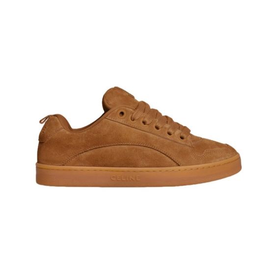 CELINE HUNTINGTON LOW LACE-UP SNEAKER in SUEDE CALFSKIN AND MESH