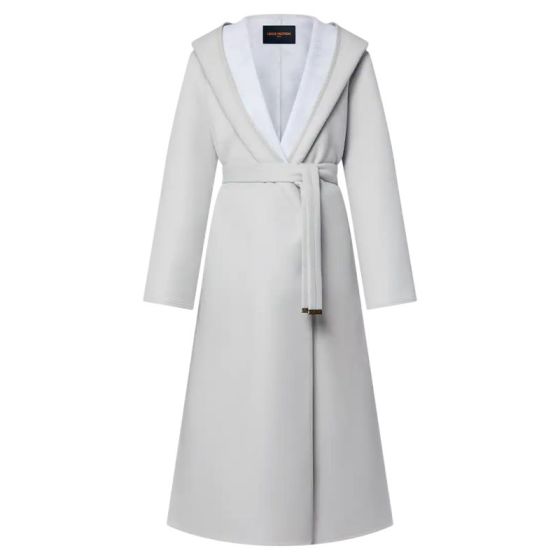 LV Reversible Signature Hooded Wrap Coat 