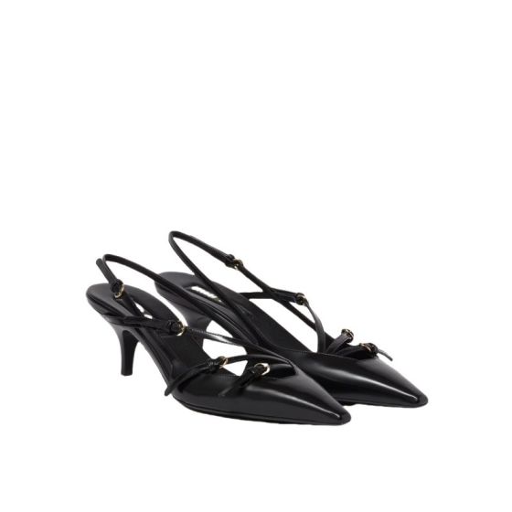 MIU MIU Brushed leather slingbacks with buckles