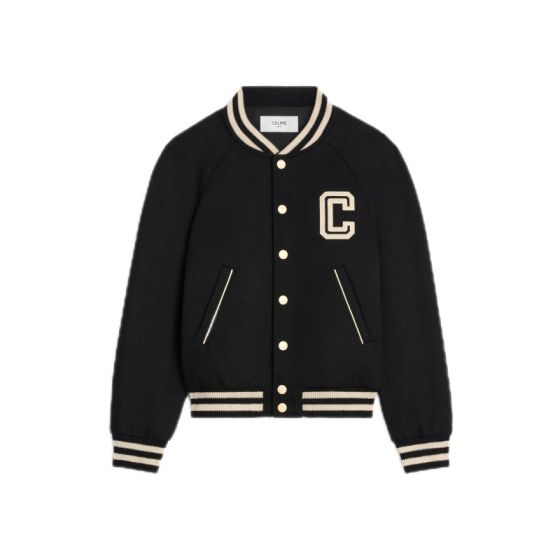 celine teddy jacket in textured wool