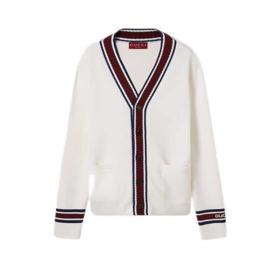 Gucci Wool knit cardigan with intarsia