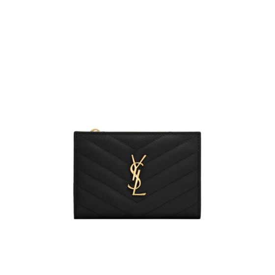 YSL CASSANDRE MATELASSÉ Fragments bi-fold wallet in grain de poudre leather