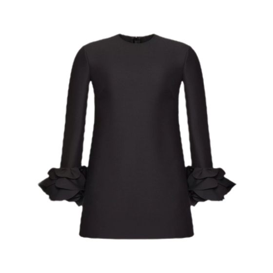 Valentino EMBROIDERED CREPE COUTURE SHORT DRESS