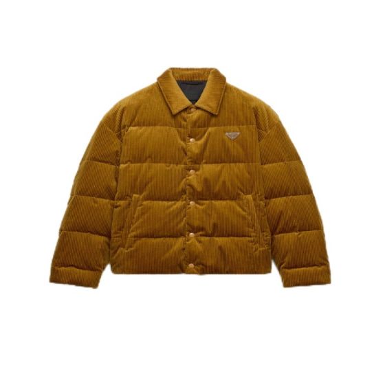Prada Cropped corduroy down jacket