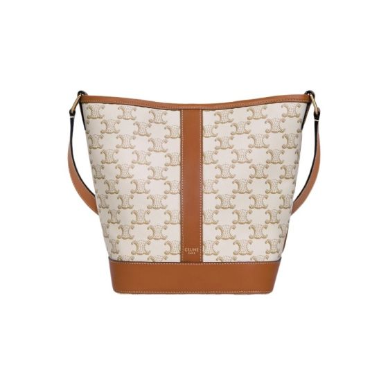 Celine SMALL BUCKET IN TRIOMPHE CANVAS AND CALFSKIN