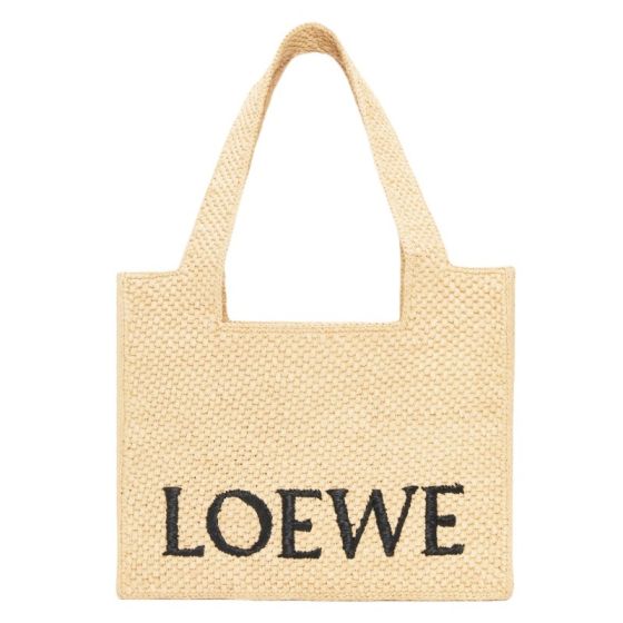 Medium LOEWE Font tote in raffia