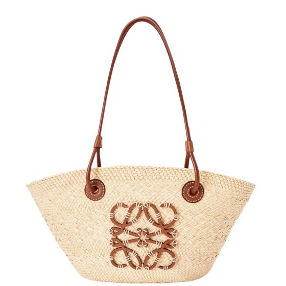 LOEWE Small Anagram Basket bag in iraca palm and calfskin