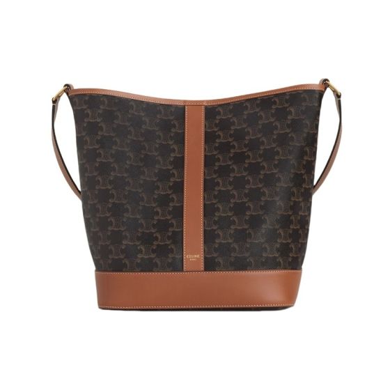 Celine MEDIUM BUCKET IN TRIOMPHE CANVAS AND CALFSKIN