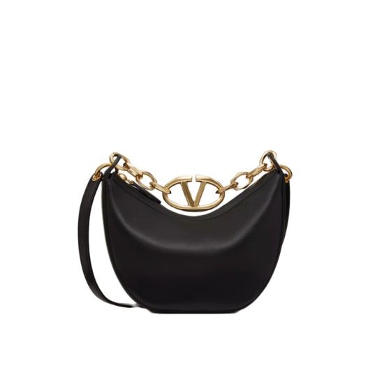 Valentino VLOGO MOON MINI HOBO BAG IN NAPPA LEATHER WITH CHAIN