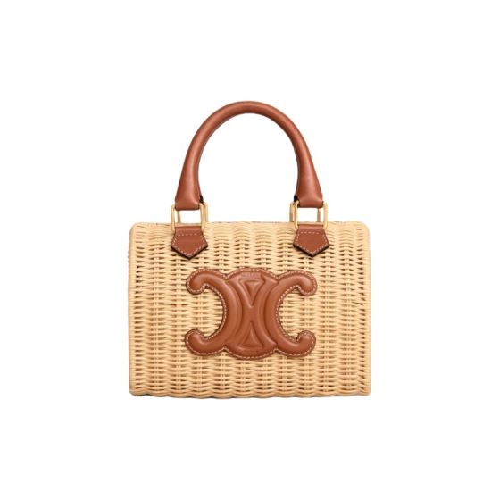 Celine SMALL BOSTON CUIR TRIOMPHE IN WICKER AND CALFSKIN