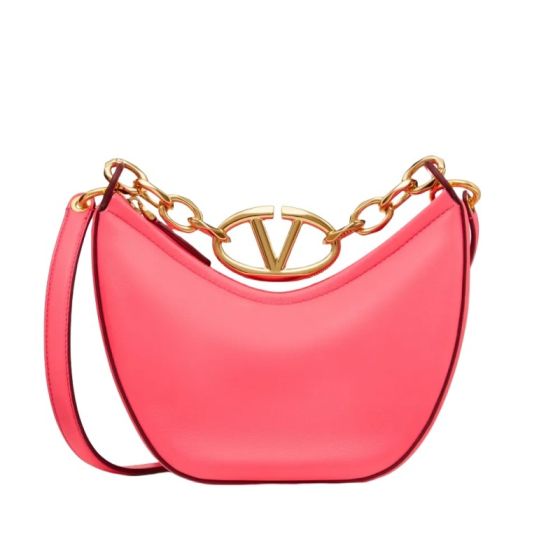 Valentino VLOGO MOON MINI HOBO BAG IN NAPPA LEATHER WITH CHAIN