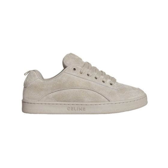 CELINE HUNTINGTON LOW LACE-UP SNEAKER in SUEDE CALFSKIN AND MESH