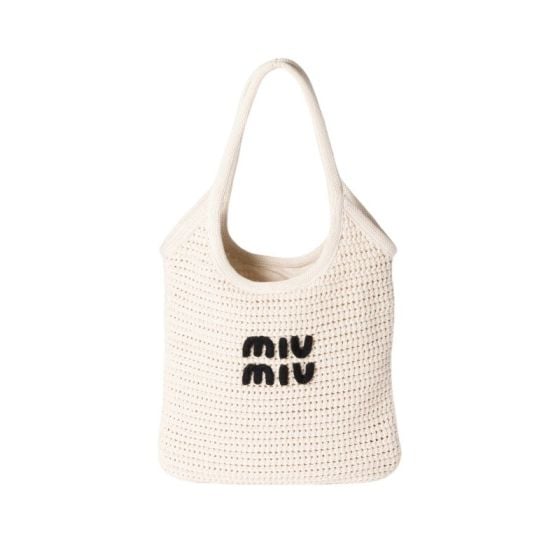 MIU MIU IVY raffia-effect woven tote bag