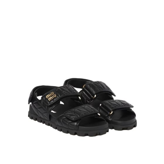 MIU MIU Sporty matelassé nappa leather sandals