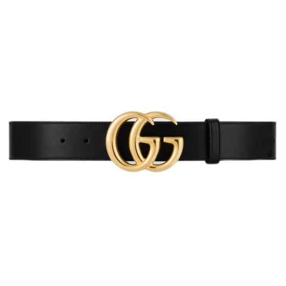 Gucci GG Marmont leather belt with shiny buckle