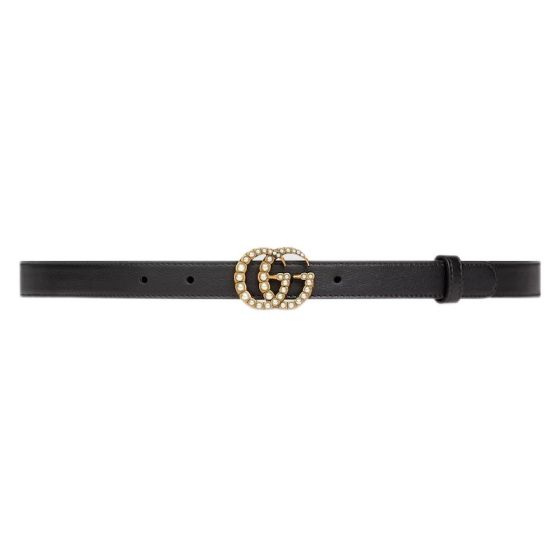 Gucci GG Marmont thin belt with pearls