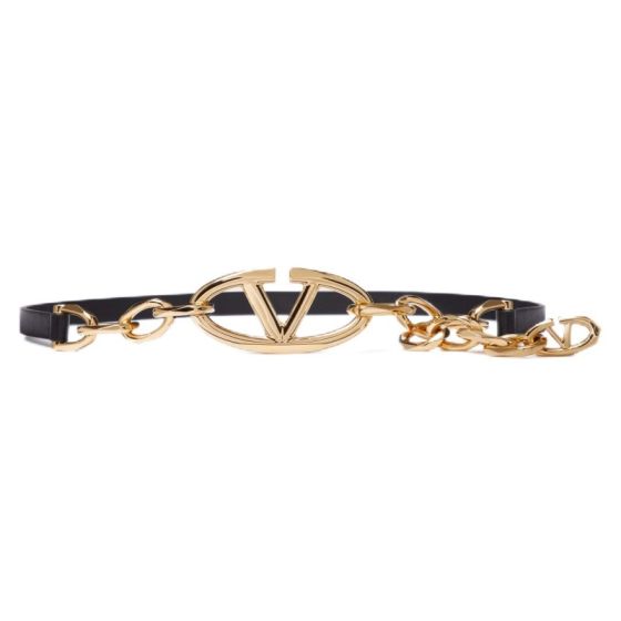 Valentino VLOGO SIGNATURE SHINY CALFSKIN BELT WITH CHAIN