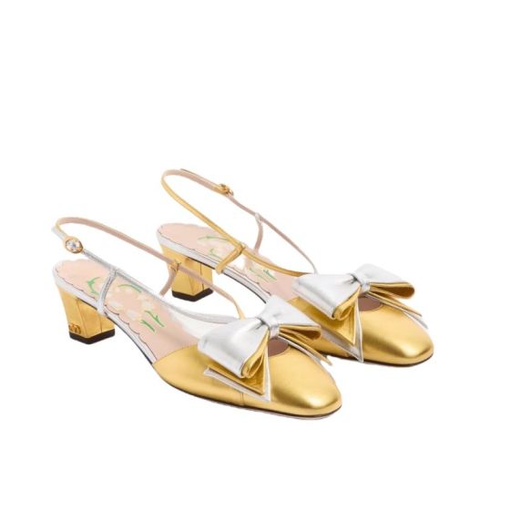 Valentino BOWOW SLINGBACK PUMPS IN LAMINATED NAPPA