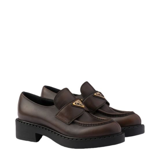 Prada Chocolate leather loafers