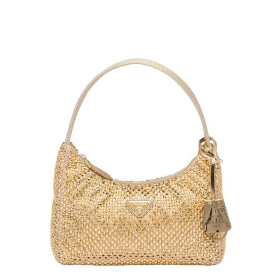 Prada Re-Edition Satin mini-bag with crystals