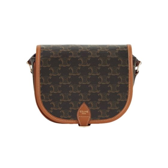 Celine MEDIUM FOLCO BAG IN TRIOMPHE CANVAS AND CALFSKIN