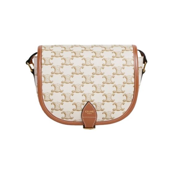 Celine MEDIUM FOLCO BAG IN TRIOMPHE CANVAS AND CALFSKIN