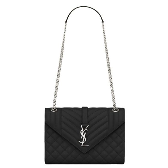 YSL ENVELOPE MEDIUM IN QUILTED GRAIN DE POUDRE EMBOSSED LEATHER