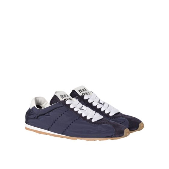 MIU MIU Plume technical fabric and suede sneakers