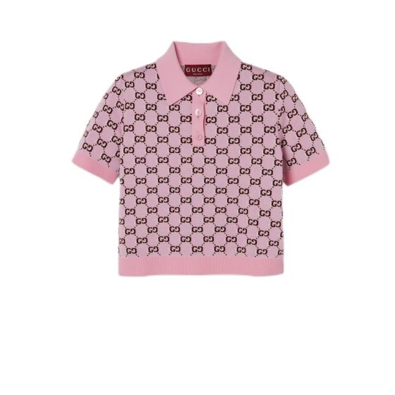 Gucci Wool jacquard polo top with GG Shadow