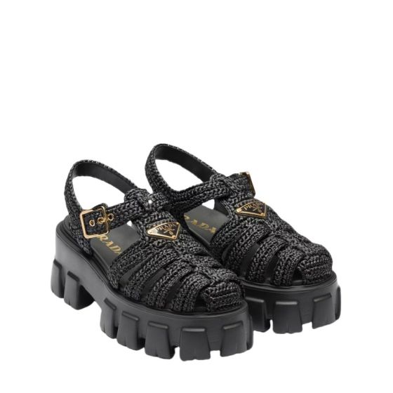 Prada Monolith crochet cage sandals