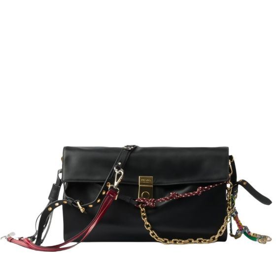 Prada Soft Sound large leather shoulder bag with charms