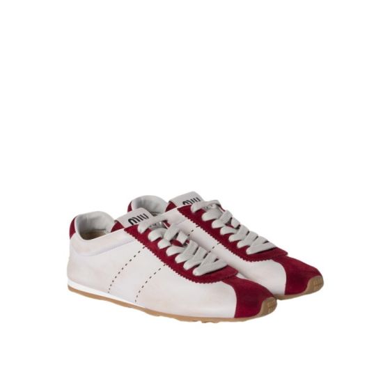 MIU MIU Plume nappa leather and suede sneakers