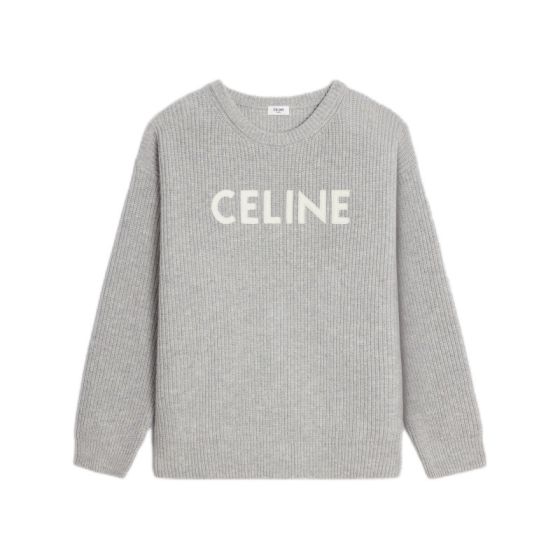 oversized celine sweater in ribbed wool